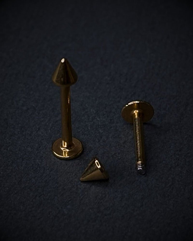 22 Steel Spike Labret Stud Gold - Image 1