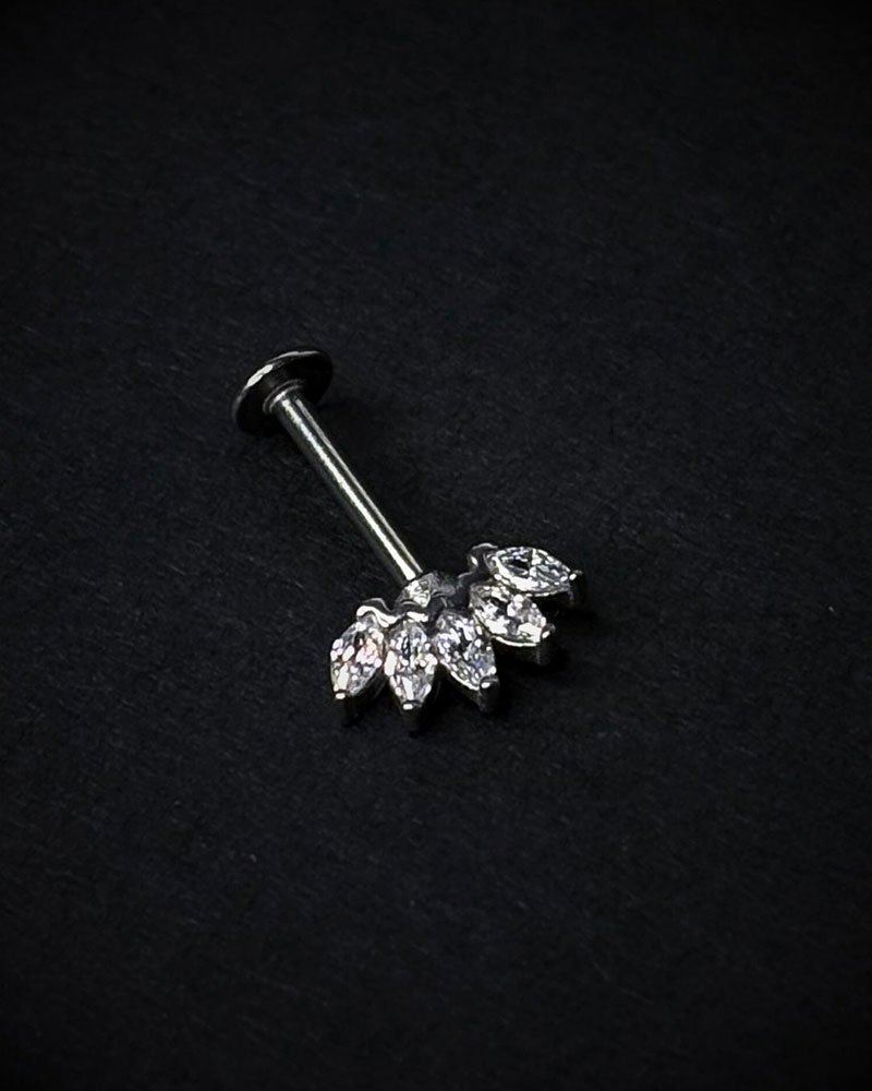 38 Crystal Leaf Stud – Silver - Image 1